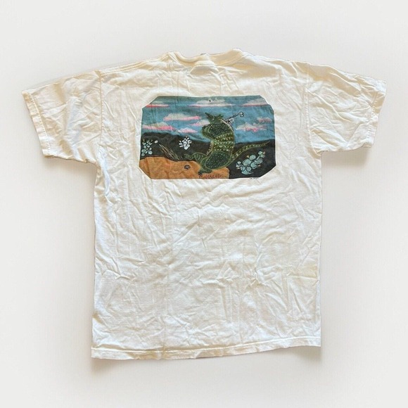 Vintage Golf‎ Shirt Mens L Charlie Armadillo Art Tee Tankhead y2k White Desert - Picture 1 of 7